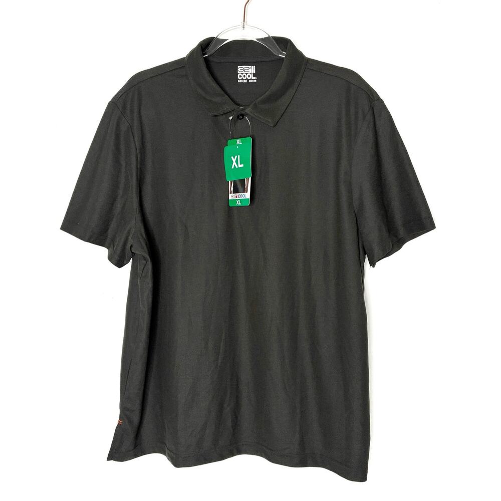 32 Degrees Cool Gray Short Sleeve Polo Shirt 100% Polyester NWT Mens XL